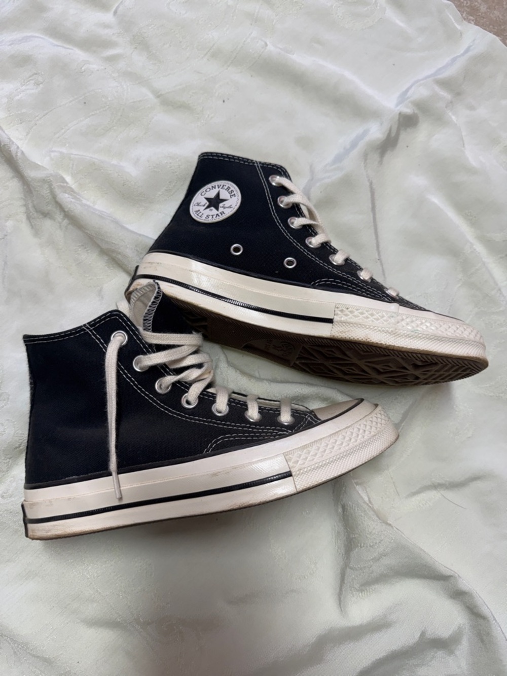 Converse Black High-Top Sneakers with Cream Accents